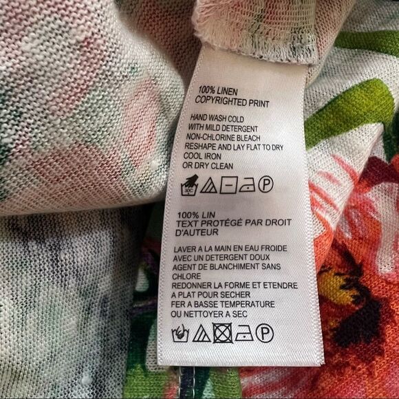 Tommy Bahamas Floral Linen Shirt. Short Sleeves. Semi Sheer. Side M. Great Cond! - Picture 5 of 8